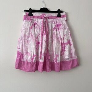 Y2k Roxy Midi Cotton Skirt Pink floral Womens sz 30 surfercore boho coconutgirl